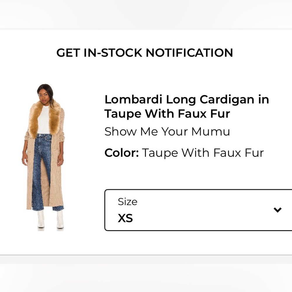 Show me your mumu long cardigan XS NWT sold out
